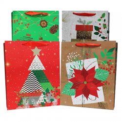 Extra Large Christmas Matte w/ Foil Gift Bag