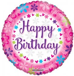 Birthday Pink with Flowers