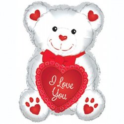 I Love You White Red Teddy Bear