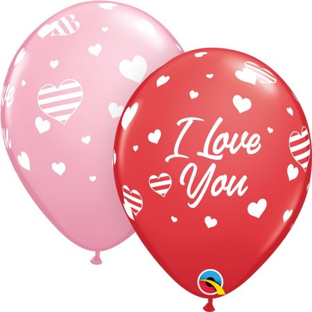 Qualatex I Love You Striped Hearts - Click Image to Close