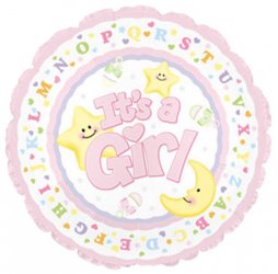 It's A Girl Moon & Stars 4"