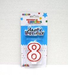 Red Numeric Candle "8"