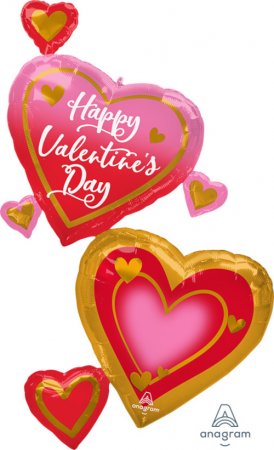 Happy Valentine's Day Pink, Gold, & Red - Click Image to Close