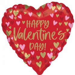 Happy Valentine's Day Scattered Hearts