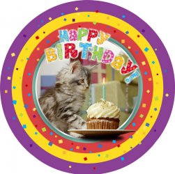 Cat with Cake Birthday 9" X