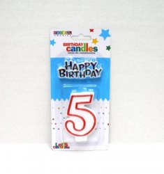 Red Numeric Candle "5"