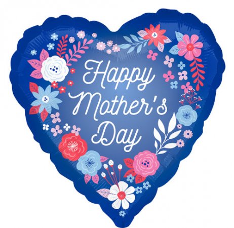 Blue Happy Mother's Day Floral - Click Image to Close