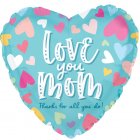 Love You Mom Blue Heart 9"