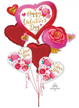 Happy Valentine's Heart & Rose Bouquet - Click Image to Close