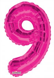 Number 9 Hot Pink Shape 14” PKGD