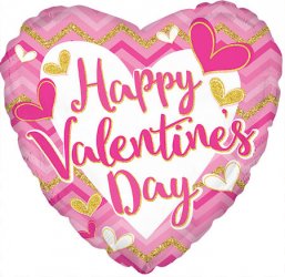 Happy Valentine's Day Pink Chevron