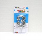 Silver Numeric Candle "3"
