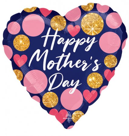 Happy Mother's Day Navy & Gold Glitter - Click Image to Close