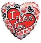 I Love You Red & Black Hearts Holographic