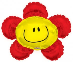 Smiley Flower Red 14" X