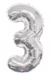 Number 3 Silver Shape 14" PKGD