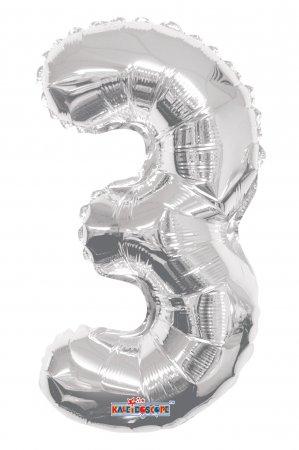 Number 3 Silver Shape 14" PKGD - Click Image to Close
