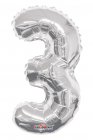 Number 3 Silver Shape 14" PKGD Number 3 Silver Shape 14" PKGD