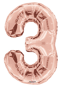 Number 3 Rose Gold Shape PKGD - Click Image to Close