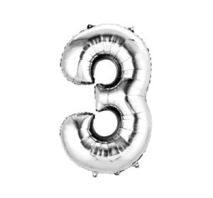 Number 3 Silver Shape PKGD - Click Image to Close