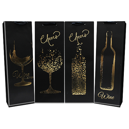 Everyday Matte w/ Foil Bottle Gift Bag - Click Image to Close