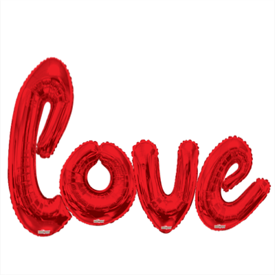 84” Red Love Script 4 Letter Shape PKGD - Click Image to Close