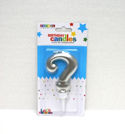 Silver Numeric Candle "?" - Click Image to Close