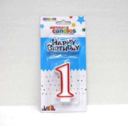 Red Numeric Candle "1" - Click Image to Close