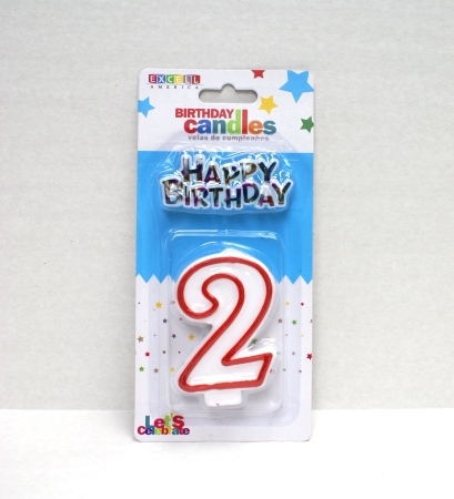 Red Numeric Candle "2" - Click Image to Close