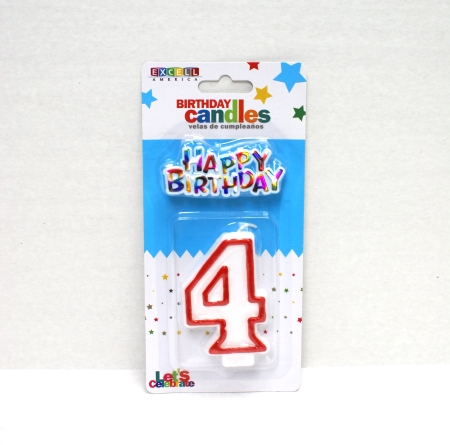 Red Numeric Candle "4" - Click Image to Close