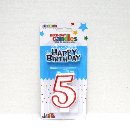 Red Numeric Candle "5" - Click Image to Close