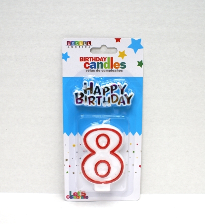 Red Numeric Candle "8" - Click Image to Close