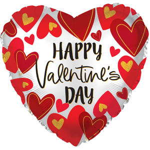 Happy Valentine's Day Red Scattered Hearts - Click Image to Close