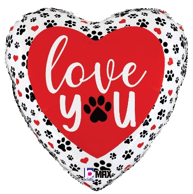 Love You Paw Prints - Click Image to Close