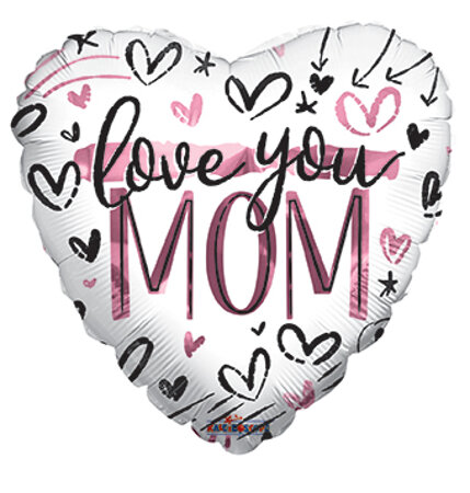 Love You Mom Brushed Heart - Click Image to Close