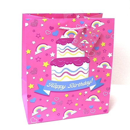 Medium Birthday Matte w/ Glitter Gift Bag - Click Image to Close