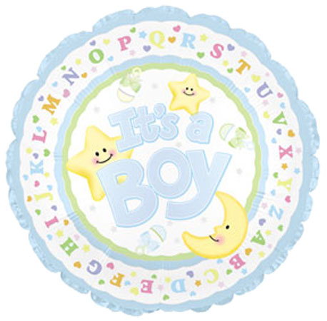 It's A Boy Moon & Stars 4" - Click Image to Close