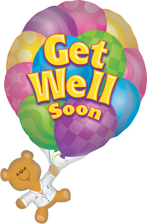 BEAR W/ BALLOONS GET WELL X - Click Image to Close