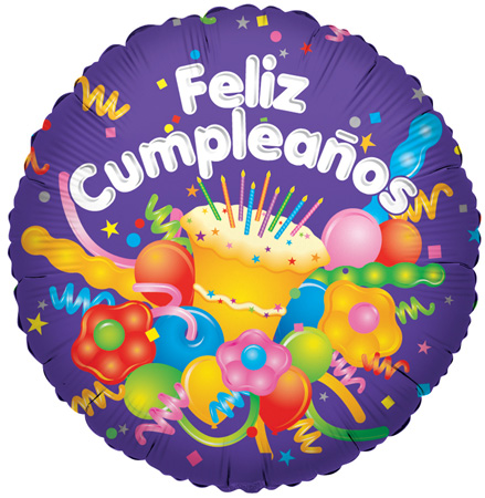 Feliz Cumpleanos Cake & Streamers 9" - Click Image to Close