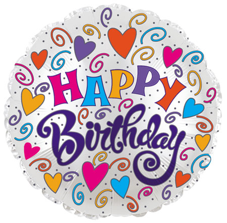 Bday Hearts & Swirls 9" - Click Image to Close