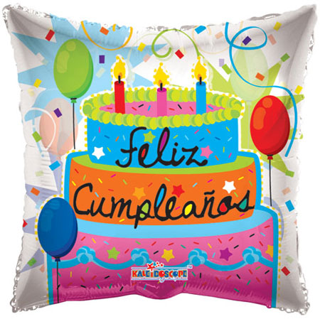 Feliz Cumpleanos Pastel Transparent 9" - Click Image to Close