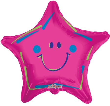 Hot Pink Smiley Star - Click Image to Close