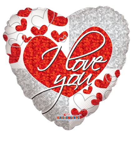 I Love You Silver & Red Hearts - Click Image to Close