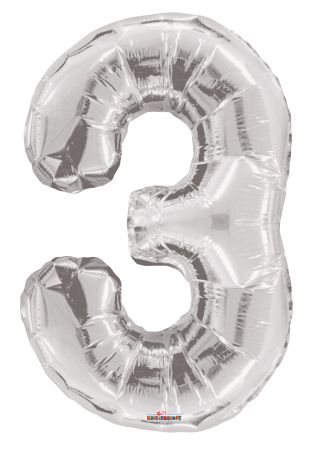 Number 3 Silver Shape PKGD - Click Image to Close