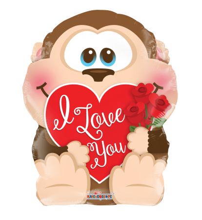 I Love You Monkey In Love Shape - Click Image to Close