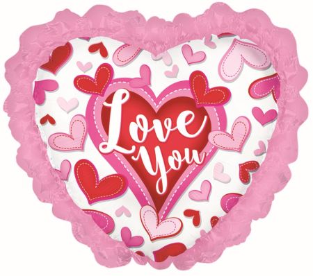 Love You Stitched Hearts 10" - Click Image to Close