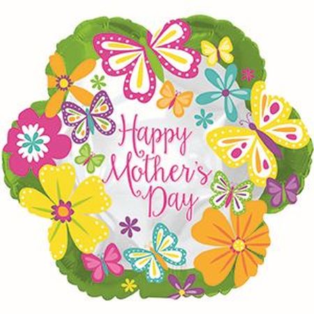 Happy Mother's Day Flutterflies Lime Border - Click Image to Close