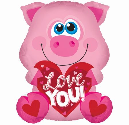 Love You Pink Piglet 12" - Click Image to Close