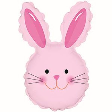 Happy Bunny Head Pink 12" - Click Image to Close