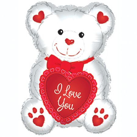 I Love You White Red Teddy Bear - Click Image to Close